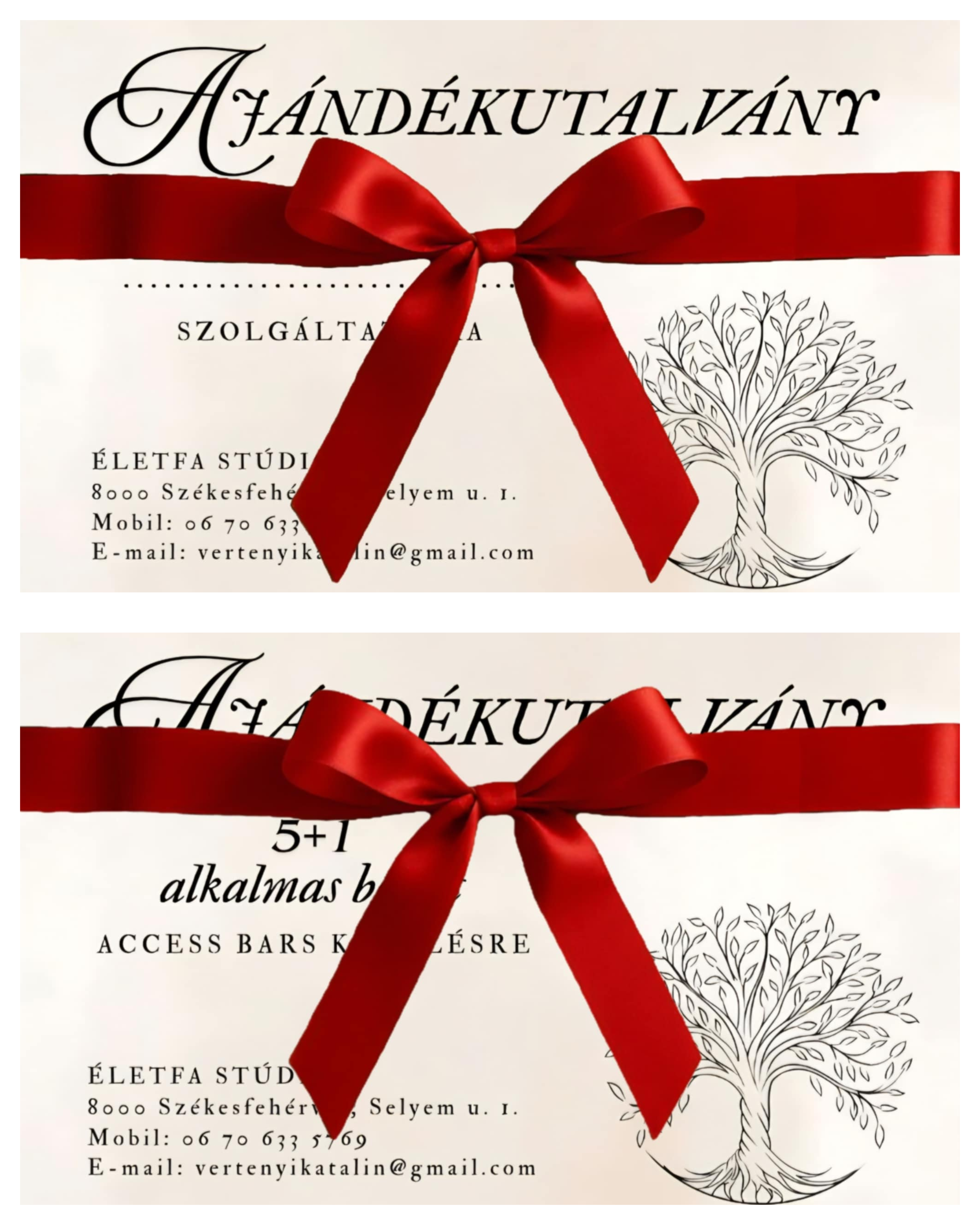 Ajándékutalványok